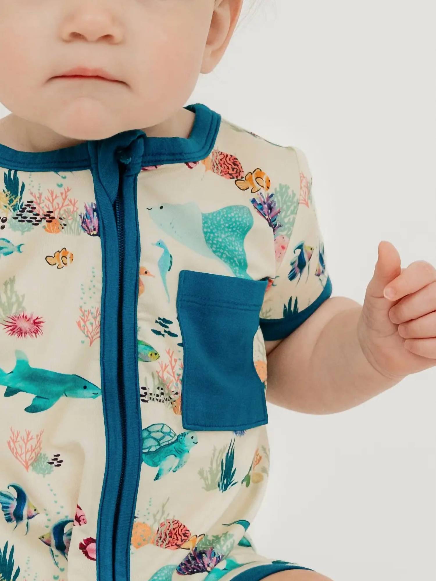 Emerson And Friends - Baby Coral Reef Bamboo Shortie Romper