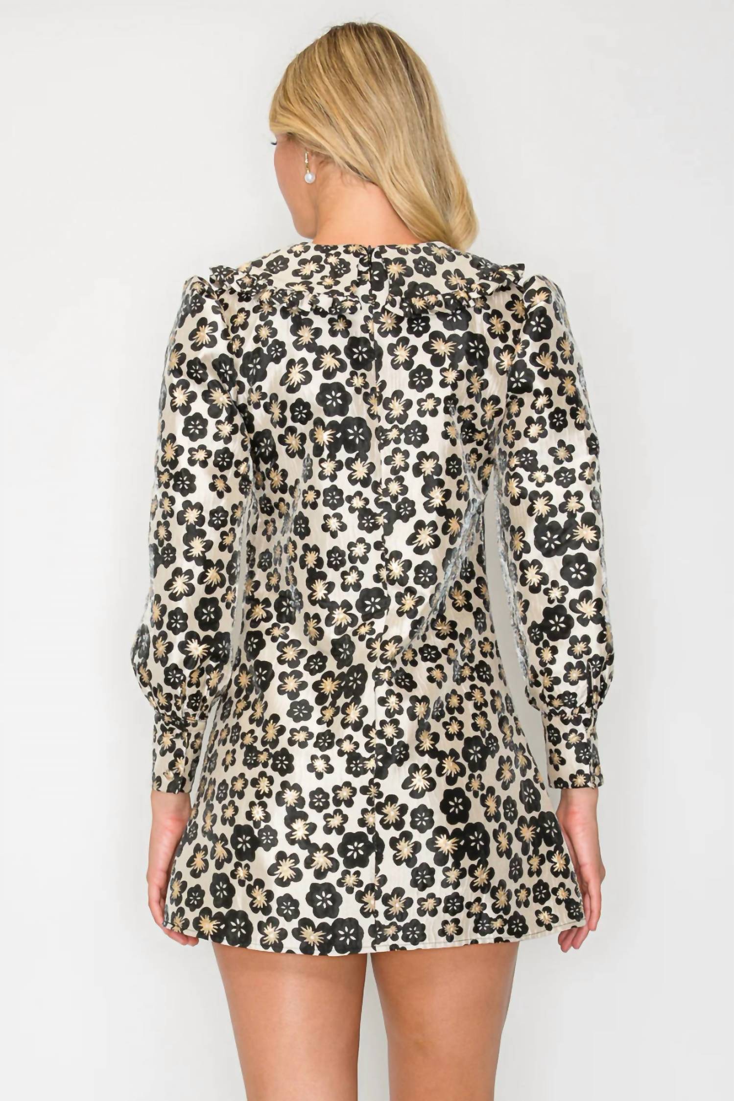 Meet Me In Santorini - Olivia Jacquard Floral Collared Dress