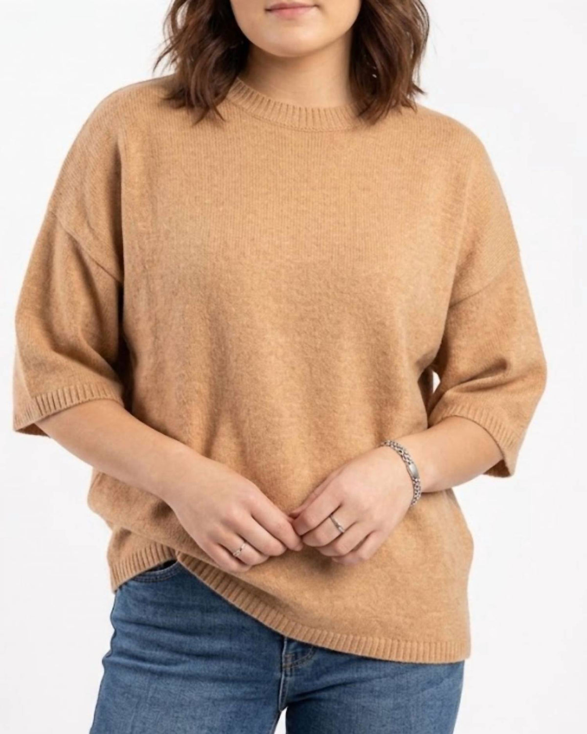 Sewn And Seen - Short Sleeve Relaxed Sweater Top