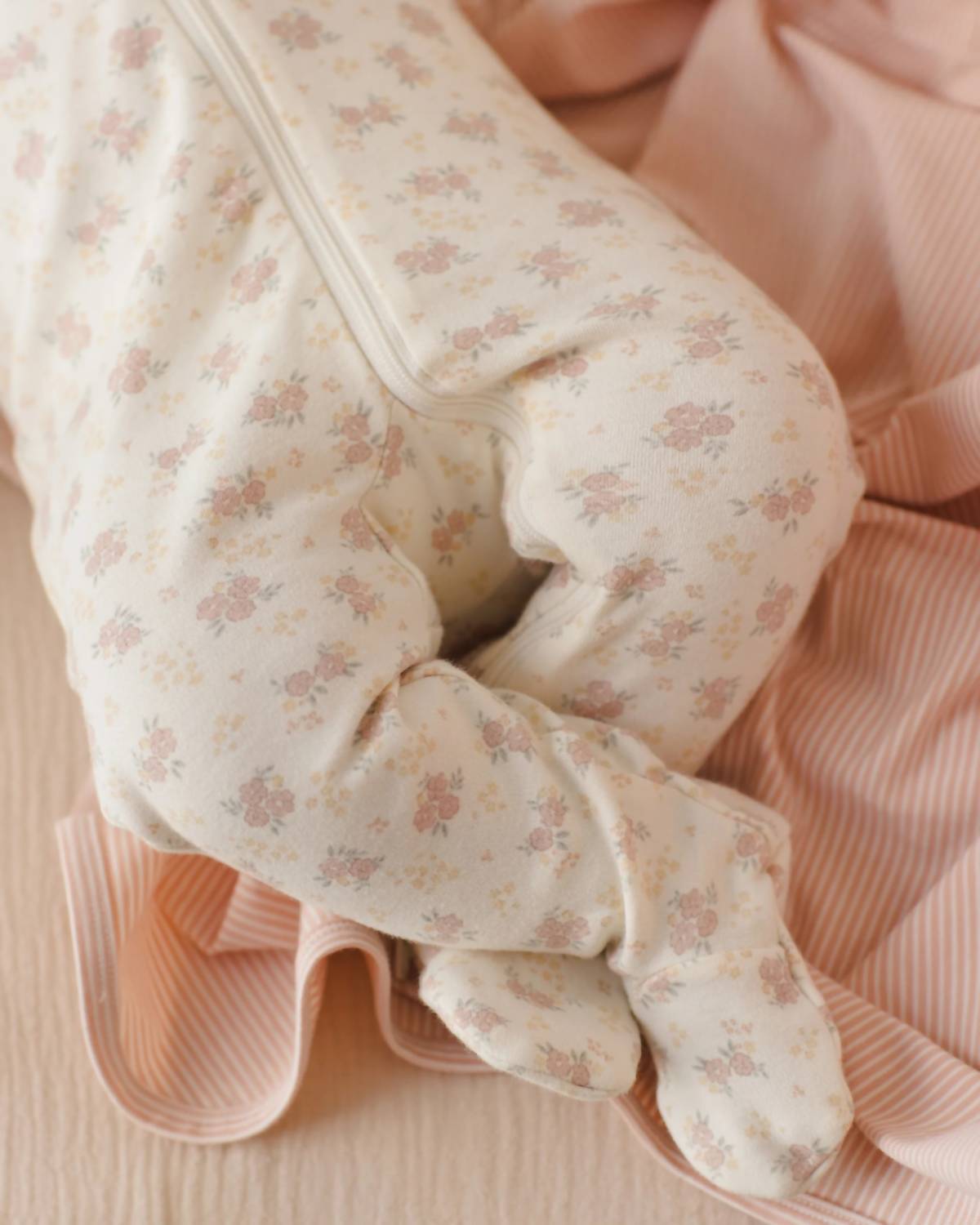Rylee + Cru Girls Zip Long Sleeve Sleeper Footie in flower field - kids' item - detail view