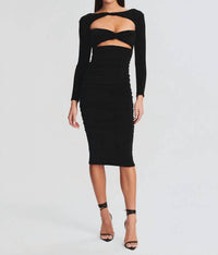 SER.O.YA Eden Dual Cutout Bodycon Midi Dress in black - women's dress