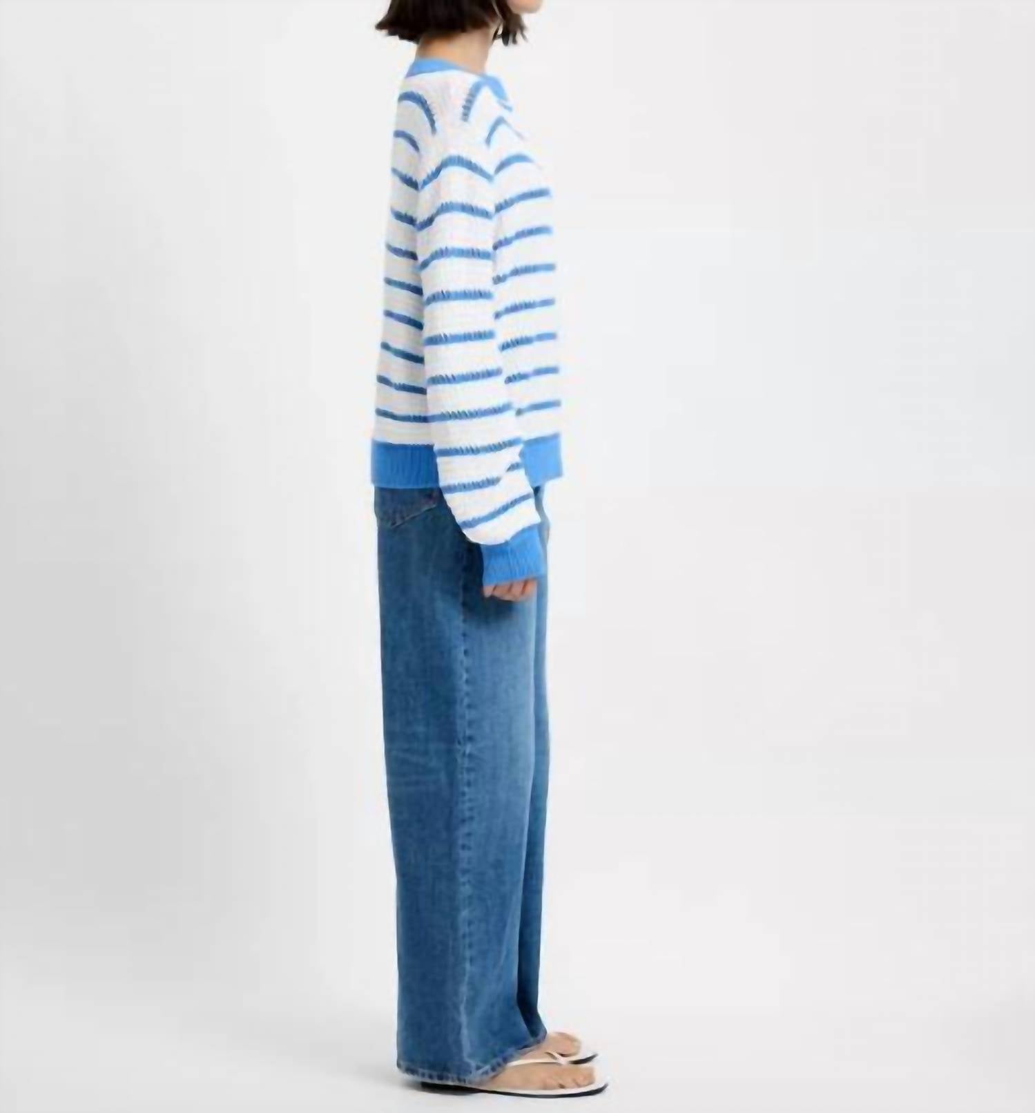 French Connection - Teddy Knit Open Stripe Pullover Sweater