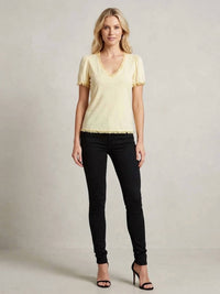 Maven West - Mixed Media Short Sleeve Top