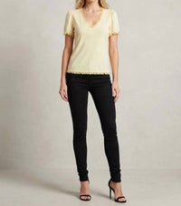 Maven West - Mixed Media Short Sleeve Top