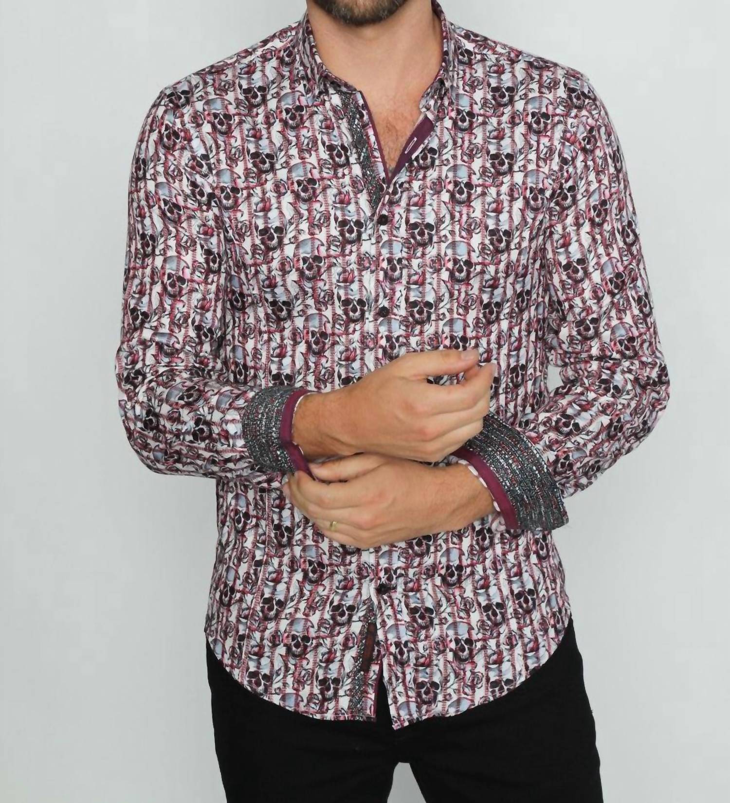 Eight X - Skull And Rose Button Down Shirt