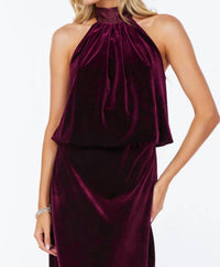 Bishop + Young - Women's Luxe Velvet Bubble Hem Halter Top