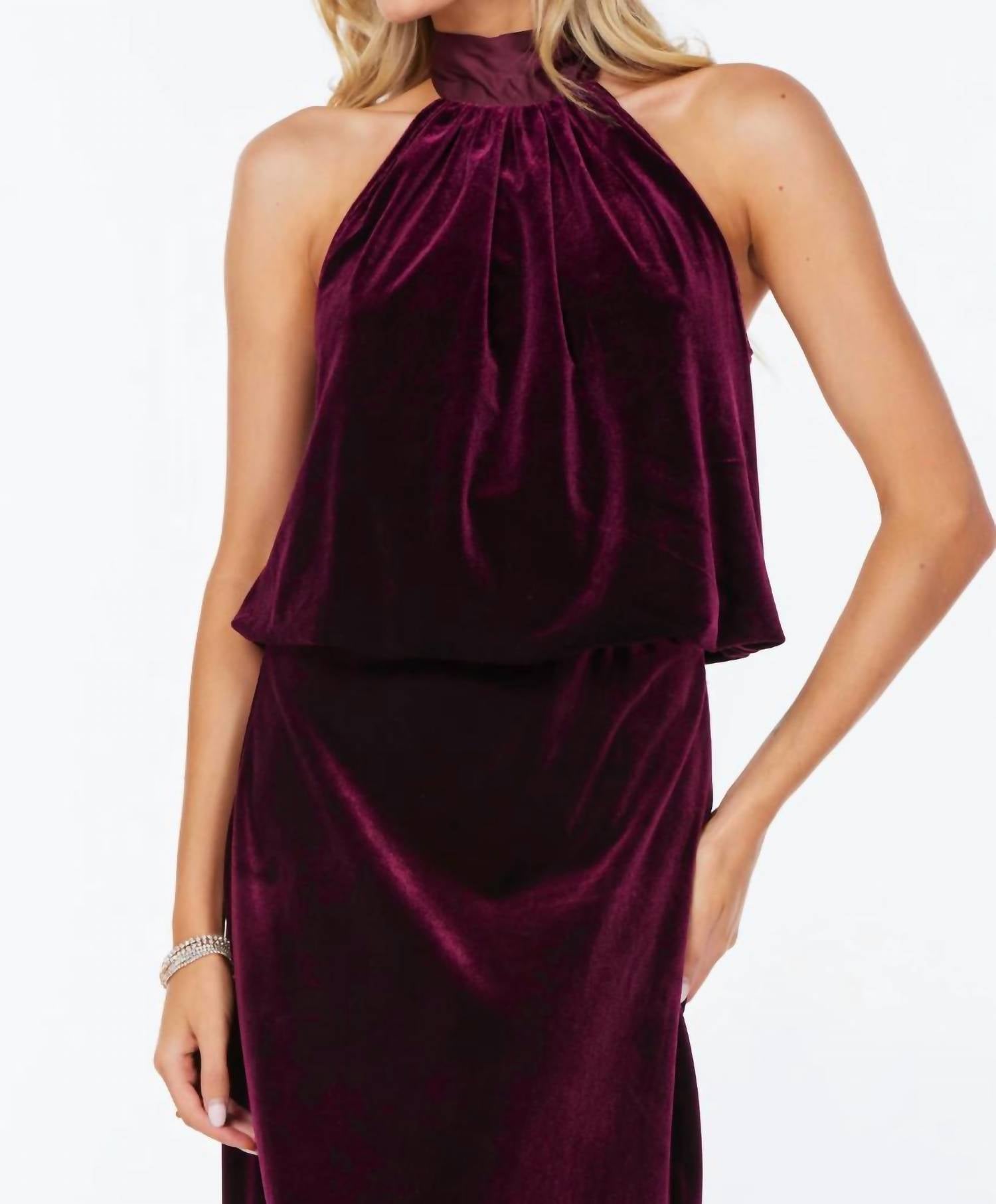 Bishop + Young - Women's Luxe Velvet Bubble Hem Halter Top