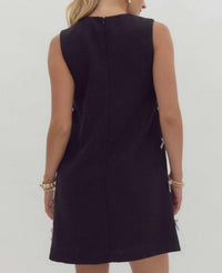 Entro - Textured Embellished Bow Mini Dress