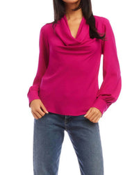Fifteen Twenty Cowl Neck Top in hot pink 1 - women's blouse - view 4