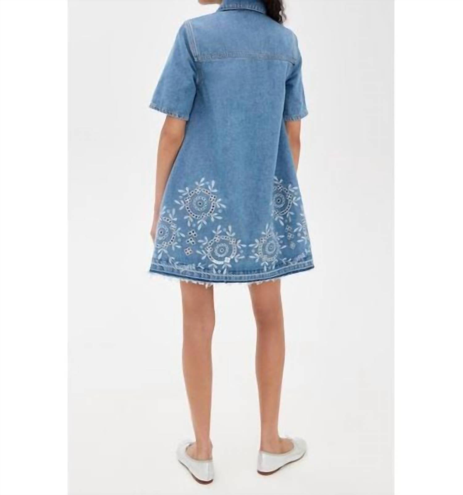 Ganni - Broderie Anglaise Denim Mini Dress