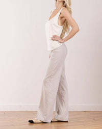 Avenue Montaigne Flavia Linen Blend Pant in oatmeal - women's pants - detail view