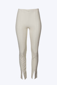 HIGH-RISE VEGAN LEATHER SPLIT-HEM PANTS