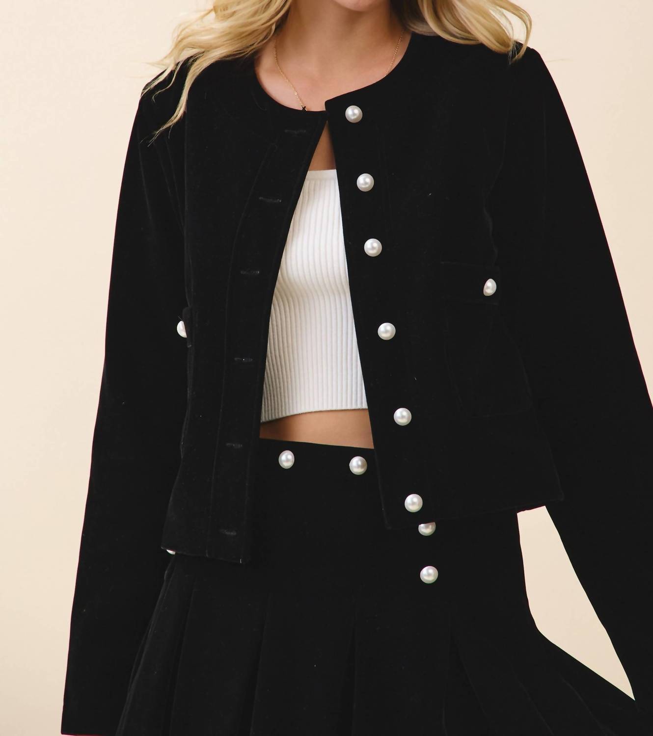 Tcec - Georgie Pearl Button Front Jacket
