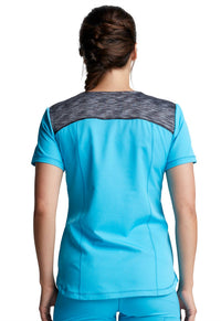 Dickies Colorblock Scrub Top in pool - women's t-shirt - alternate view