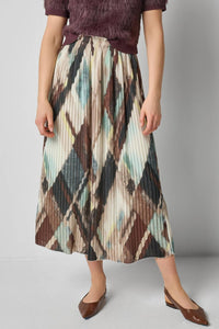Lilla P Pleated Maxi Skirt in cappuccino plaid - women's skirt