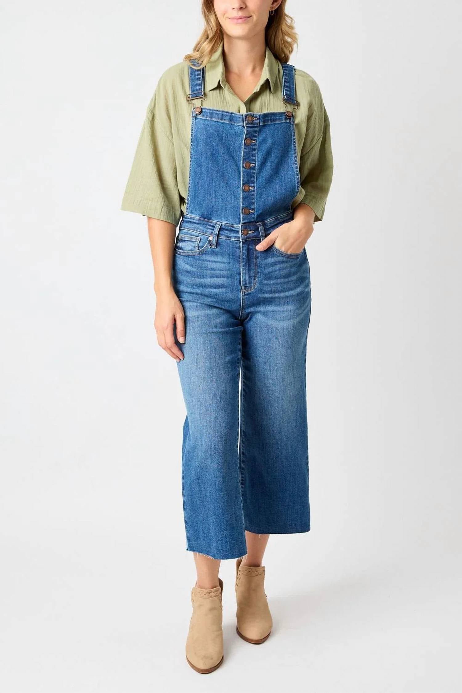 Judy Blue - High Waist Wide Leg Crop Overalls