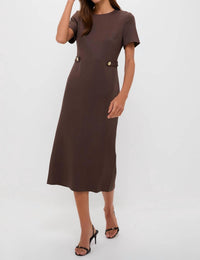 Hyacinth House Zarah Short Sleeve Midi Dress in chocolate brown - women's dress - view 4