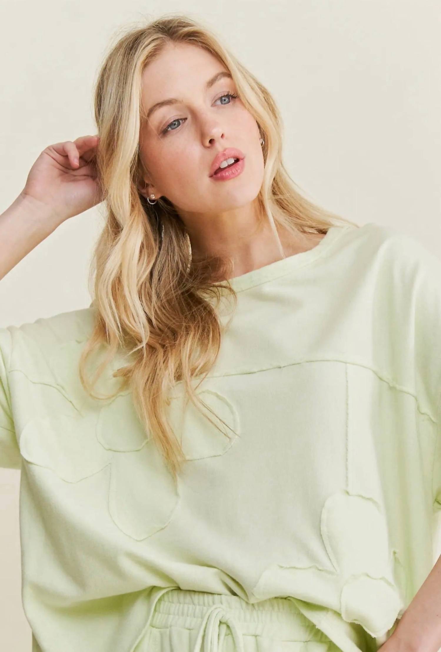 J.Her - Cotton French Terry Double Flower Patch Top