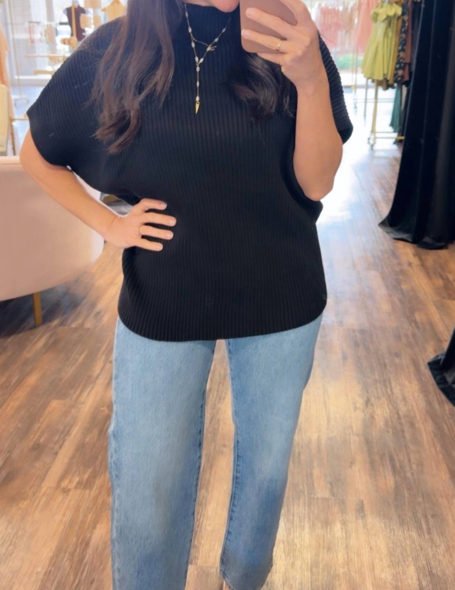 Glam - Addison Ribbed Mock Neck Top