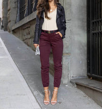 Grace and Lace Women's Sueded Twill Joggers in wine - women's pants - view 5