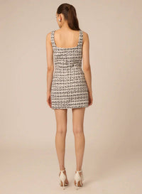 GILNER FARRAR Elowen Dress in tweed with pearls - women's dress - detail view
