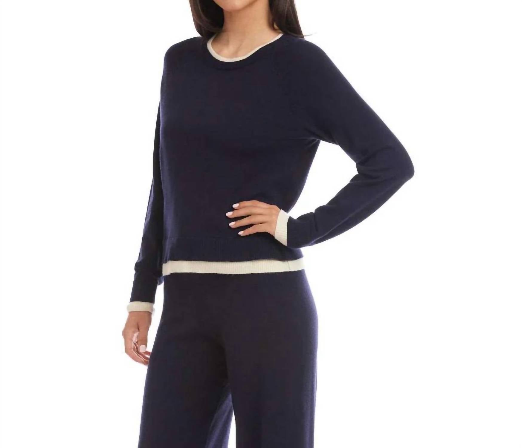 Karen Kane - Cleo Contrast Crewneck Sweater