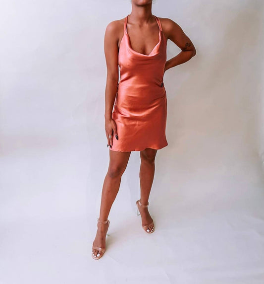 Lena - Satin Halter Neck Flare Mini Dress