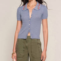 heartloom Manta Short Sleeve Cardigan in dusty blue - women's cardigan