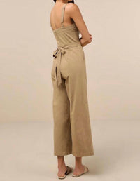 Lulus Lucky For Me Cotton Sleeveless Cropped Jumpsuit in beige - women's pants - alternate view