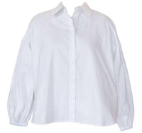 Psophia Balloon Sleeve Cotton Blouse in white - women's blouse - detail view