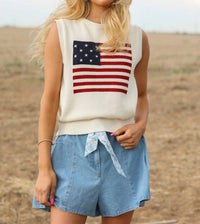 Klesis - Liberty Sleeveless American Flag Knit Sweater
