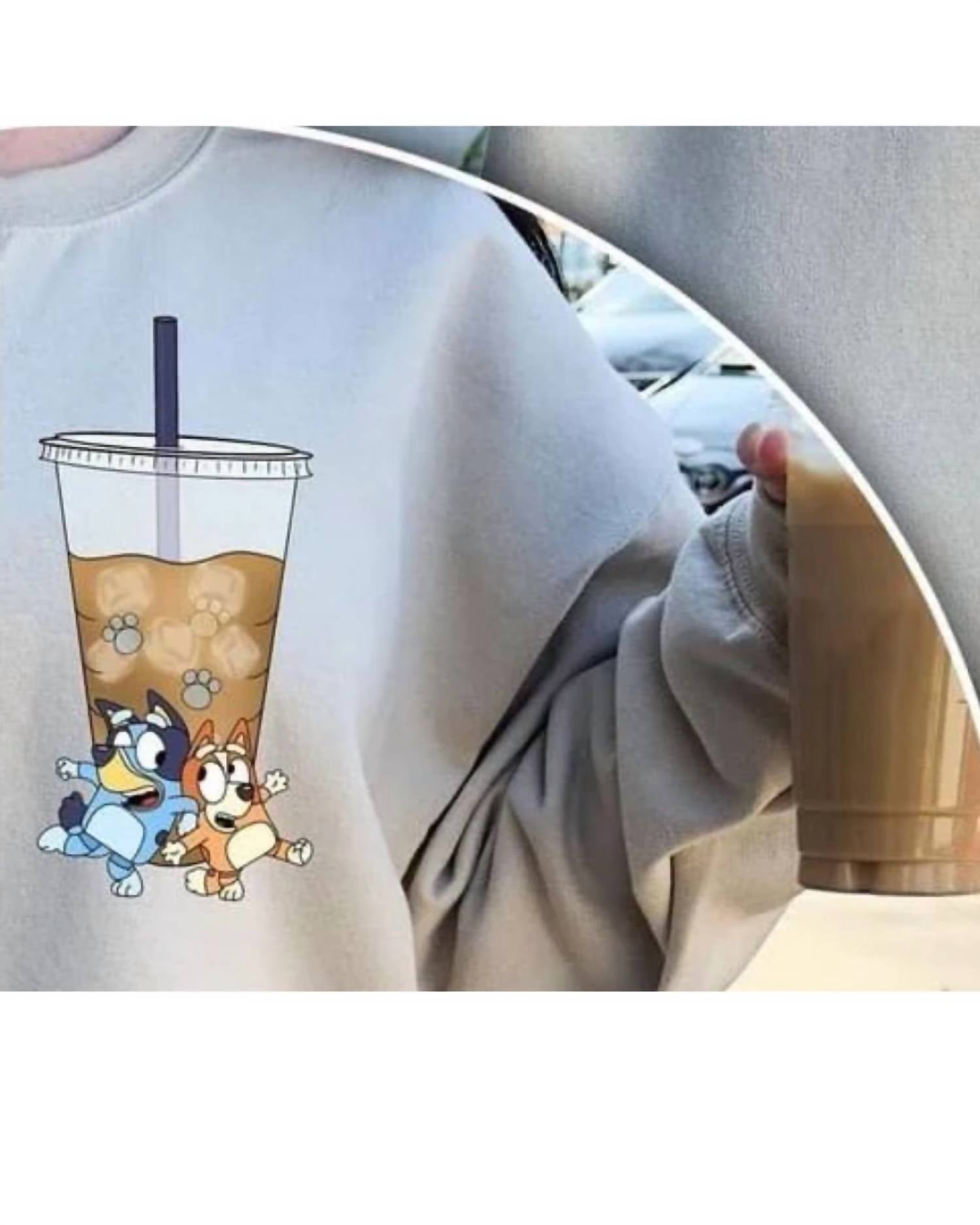 Pink Hippo Creations - Bluey Pup And Iced Coffee Sweater