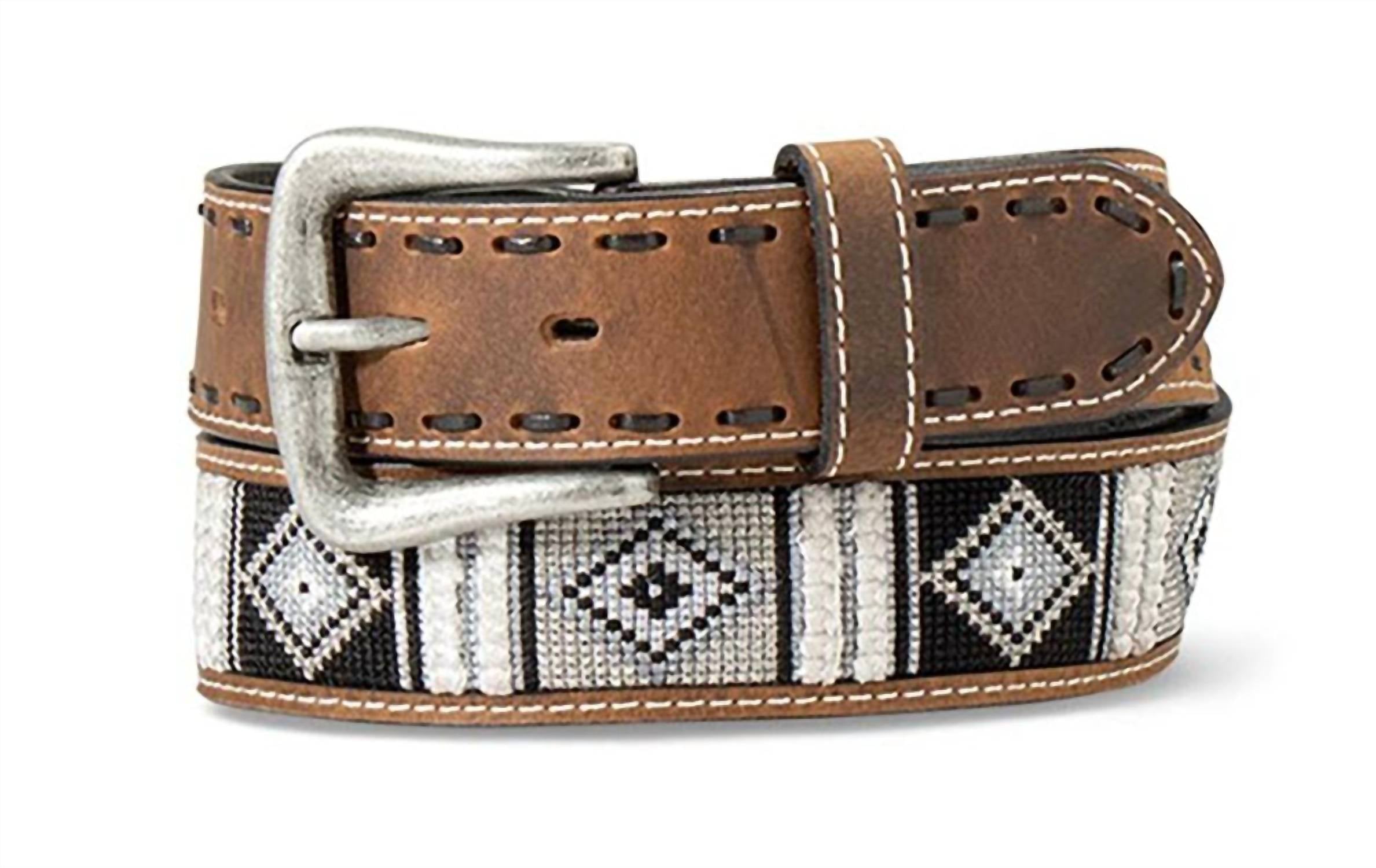 Ariat - Men's Diamond Inlay Stitched Leather Belt