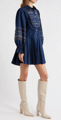 LOVE THE LABEL Walton Mini Dress in pagent blue 1 - women's dress - detail view