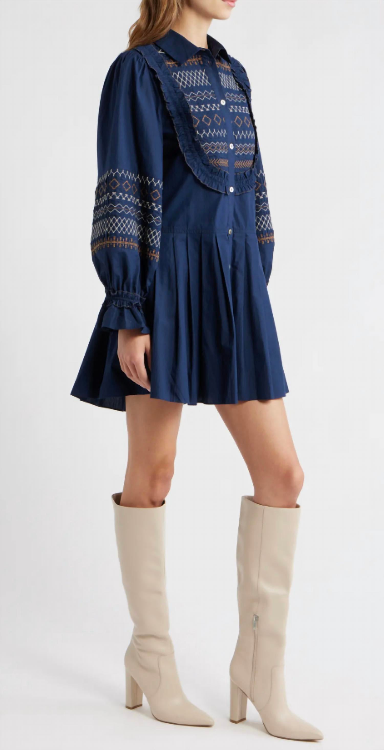 LOVE THE LABEL Walton Mini Dress in pagent blue 1 - women's dress - detail view