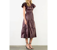 THML Merry Faux Leather Dress in merlot - women's dress - alternate view