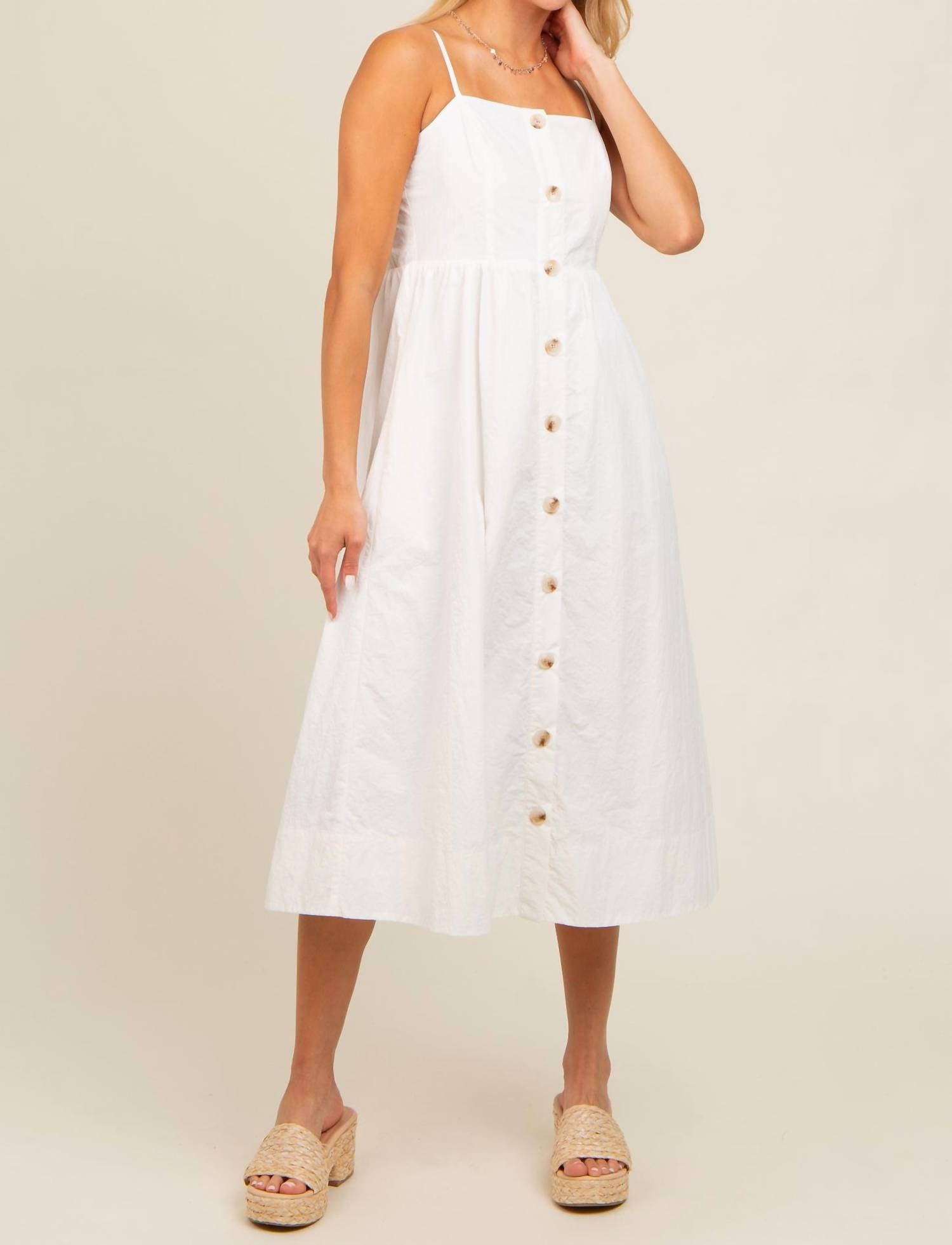 TCEC Sleeveless Button Down Midi Dress in ivory - women's dress - alternate view