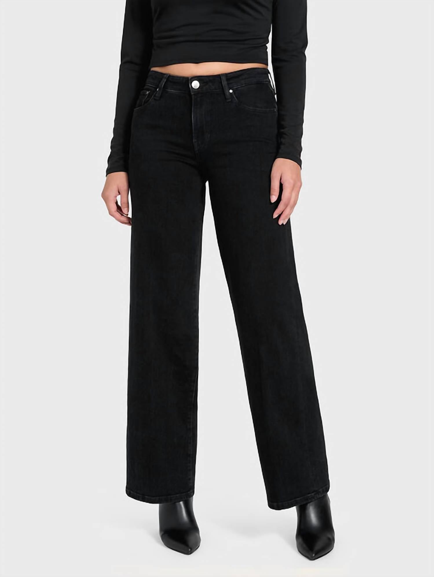 Guess Sexy Palazzo Relaxed Fit Mid Rise Jeans in cachemire black - women's jeans