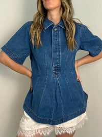 Entro - Denim Pintuck Top