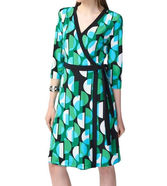 Joseph Ribkoff - Geometric Print Silky Knit Wrap Dress