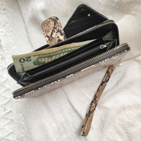 Rebecca & Rifka - Women's Snake Print Zip Wristlet Wallet
