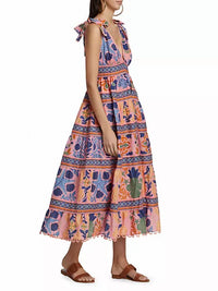 Farm Rio - Seashell Tapestry Midi Dress Seashell Tapestry Pink