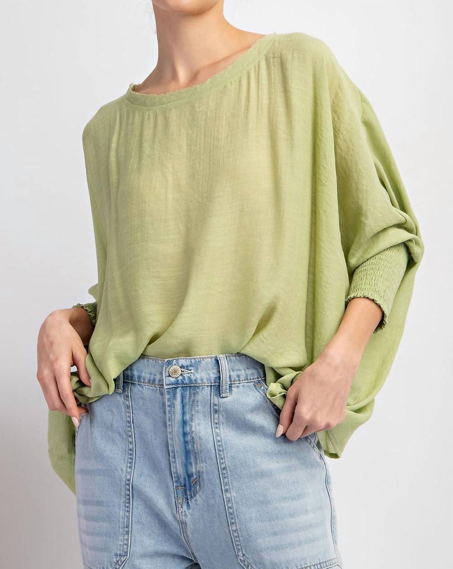 Ee:Some - Dolman With Smocked Cuffs Top