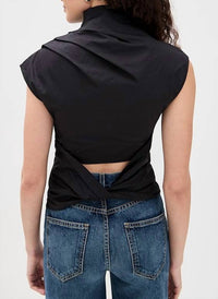 Ganni - Stretch Cotton Ruched Top