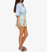 ALEMAIS Azar Raffia Skirt in blue - women's skirt - detail view
