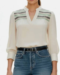 Vava - Yoke Embroidered Blouse