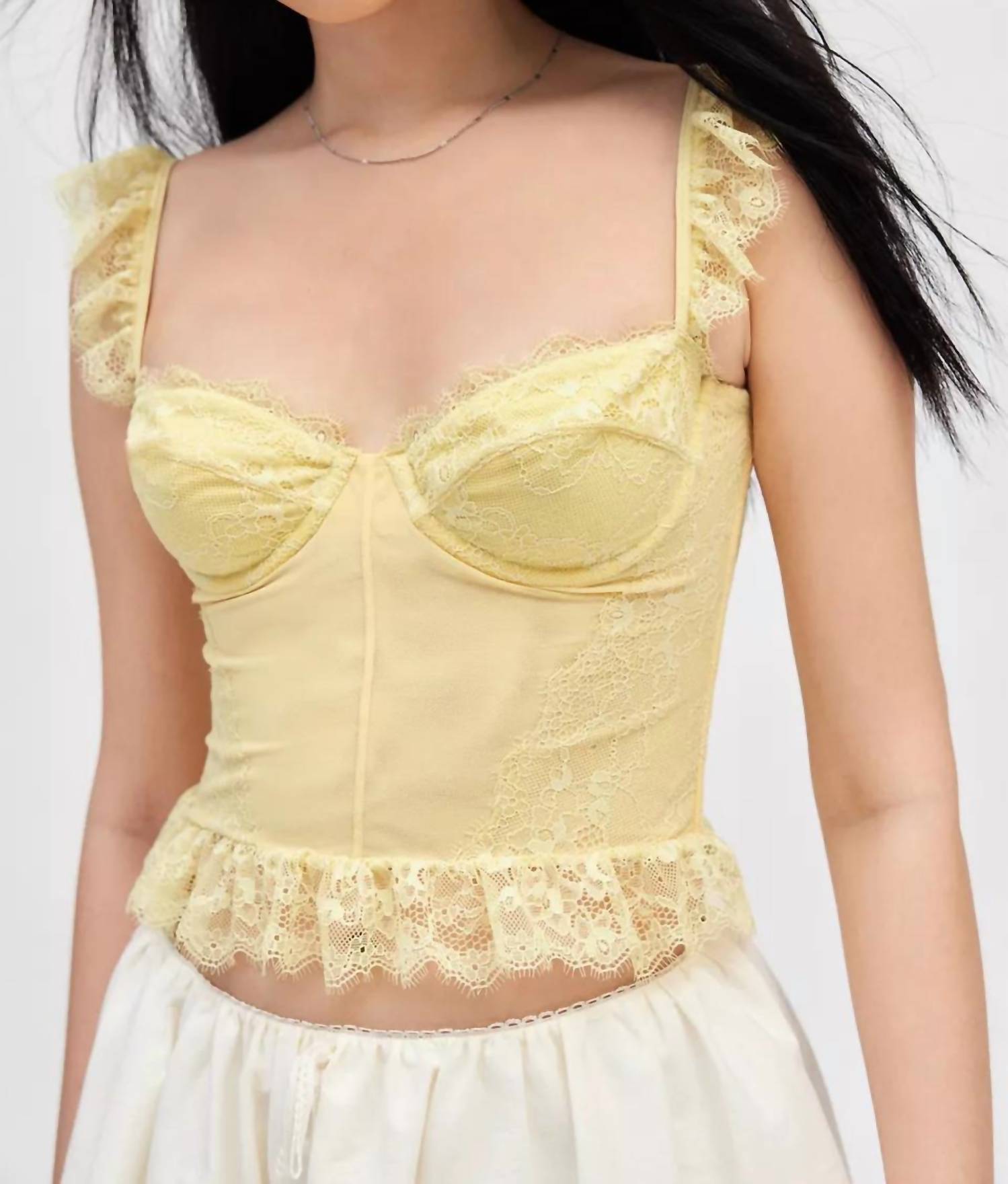 MUCCI Positano Lace Corset Top in limoncello - women's shirt