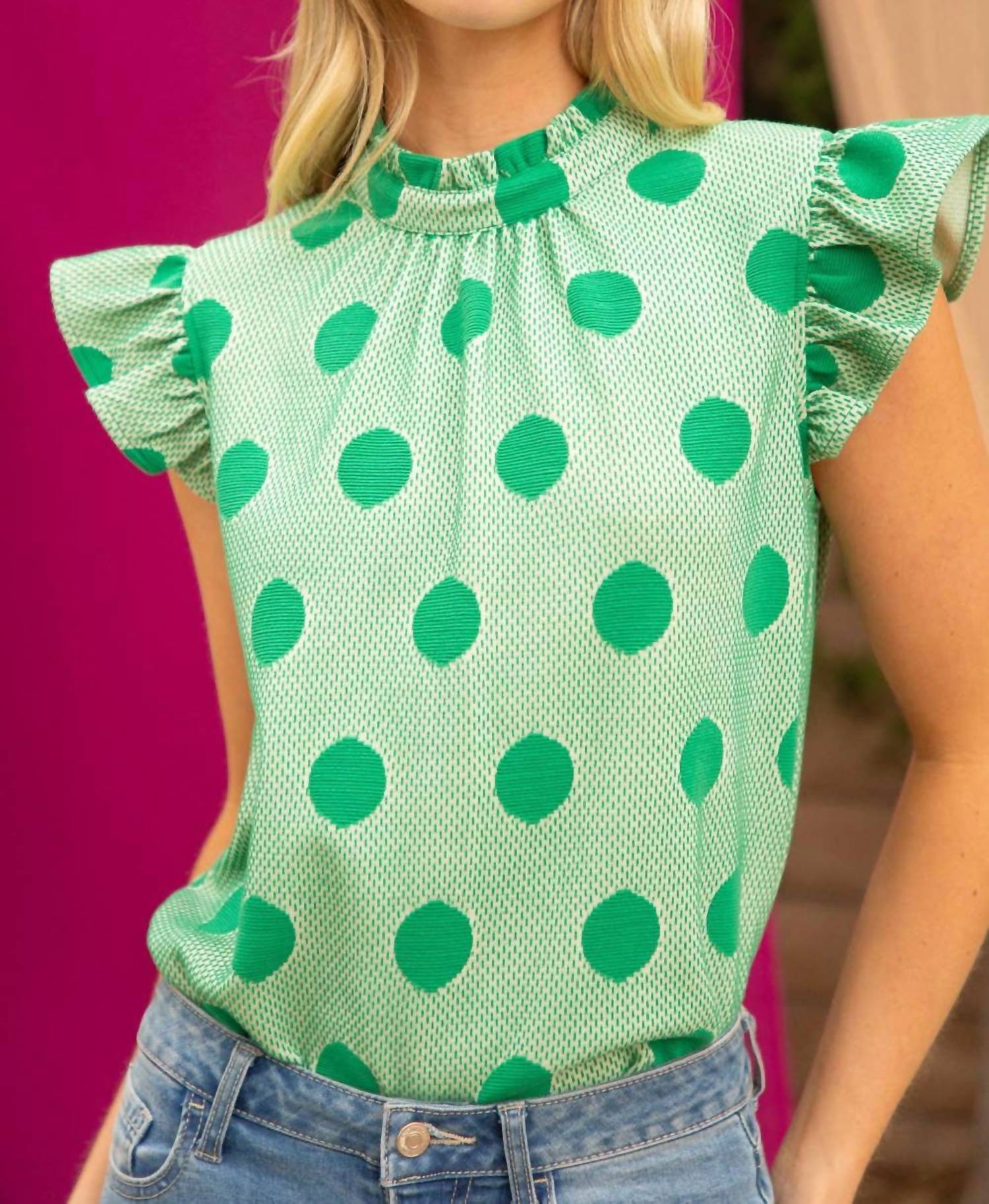 Voy - Polka Dot Tie Back Knit Top