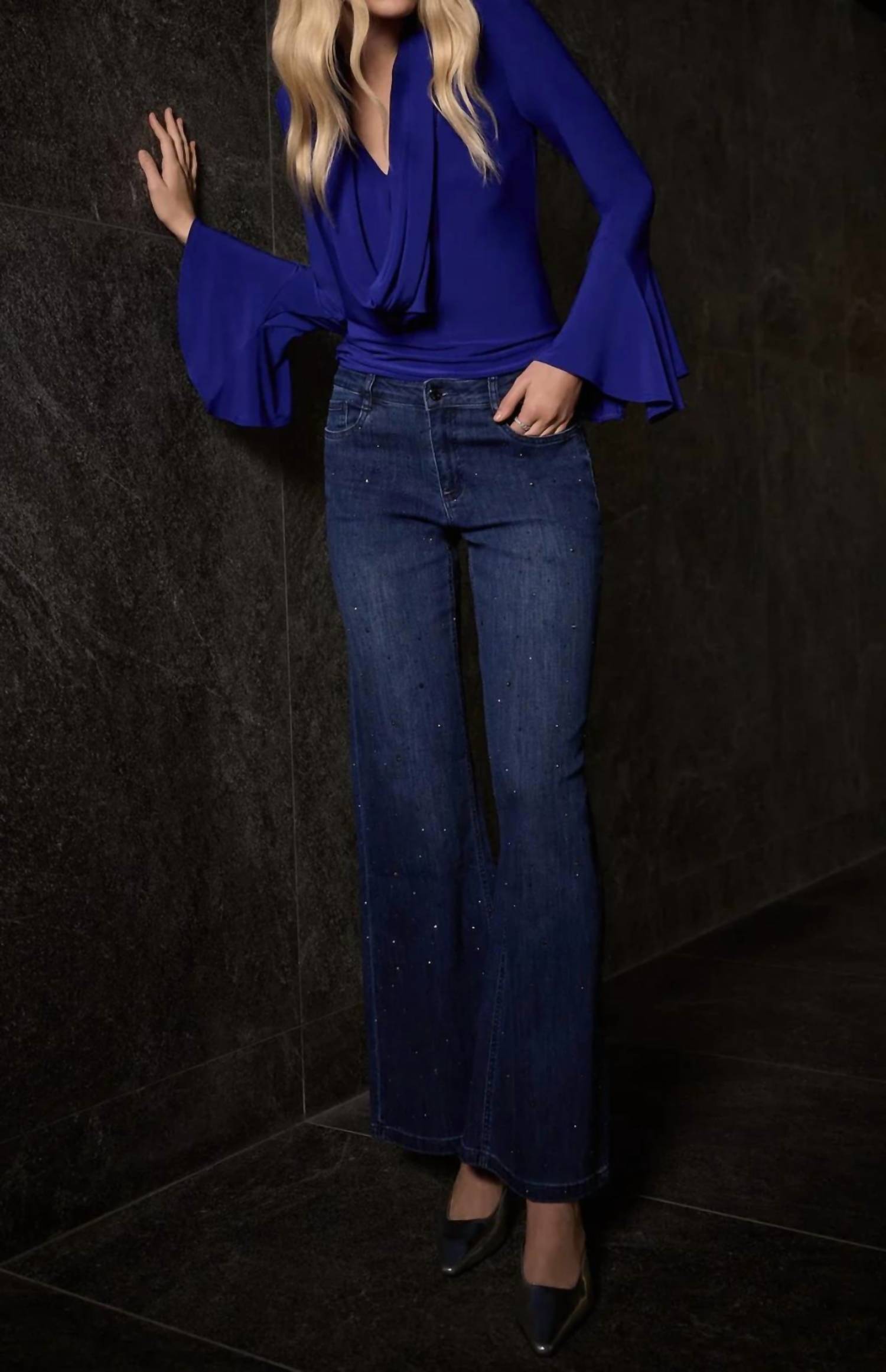 Joseph Ribkoff - Cowl Neck Long Sleeves Fitted Top