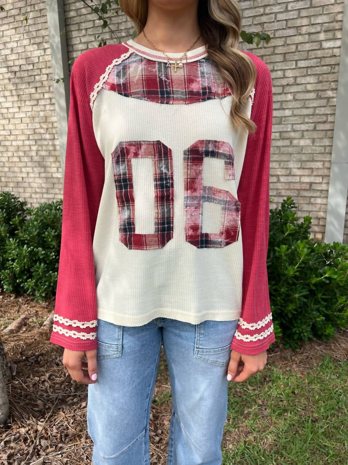 Pol - Varsity Waffle Knit Top